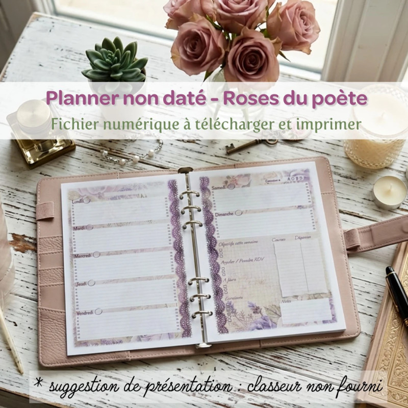 Planner fleuri Les Roses du Poète