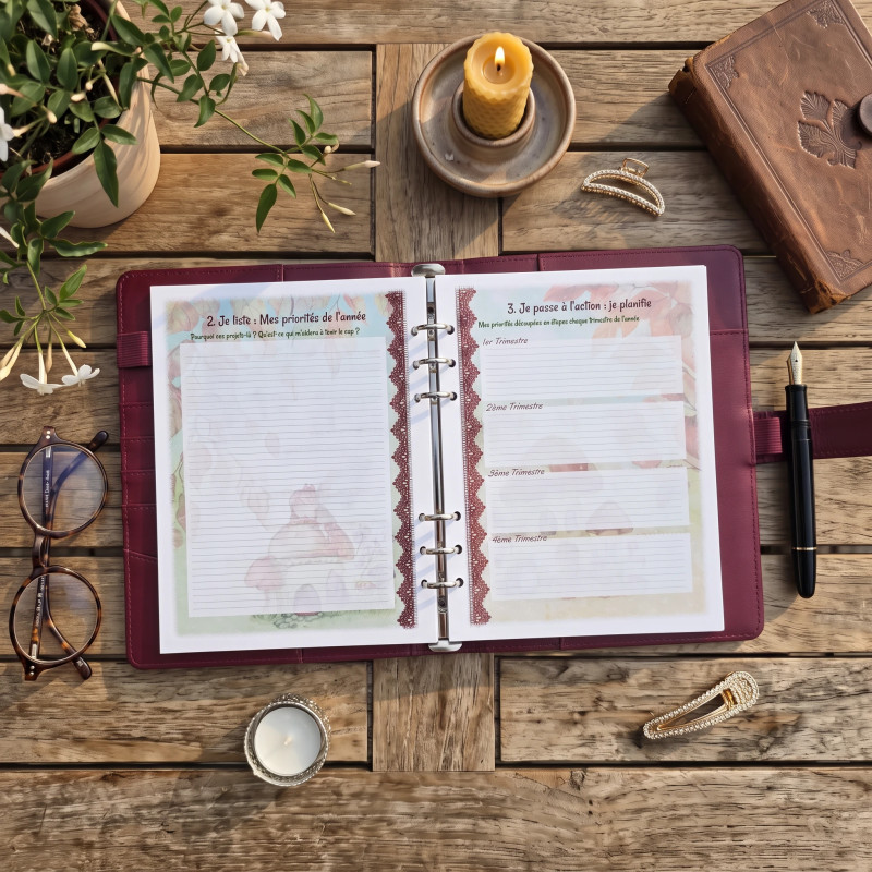 Vision board annuel et planification des objectifs